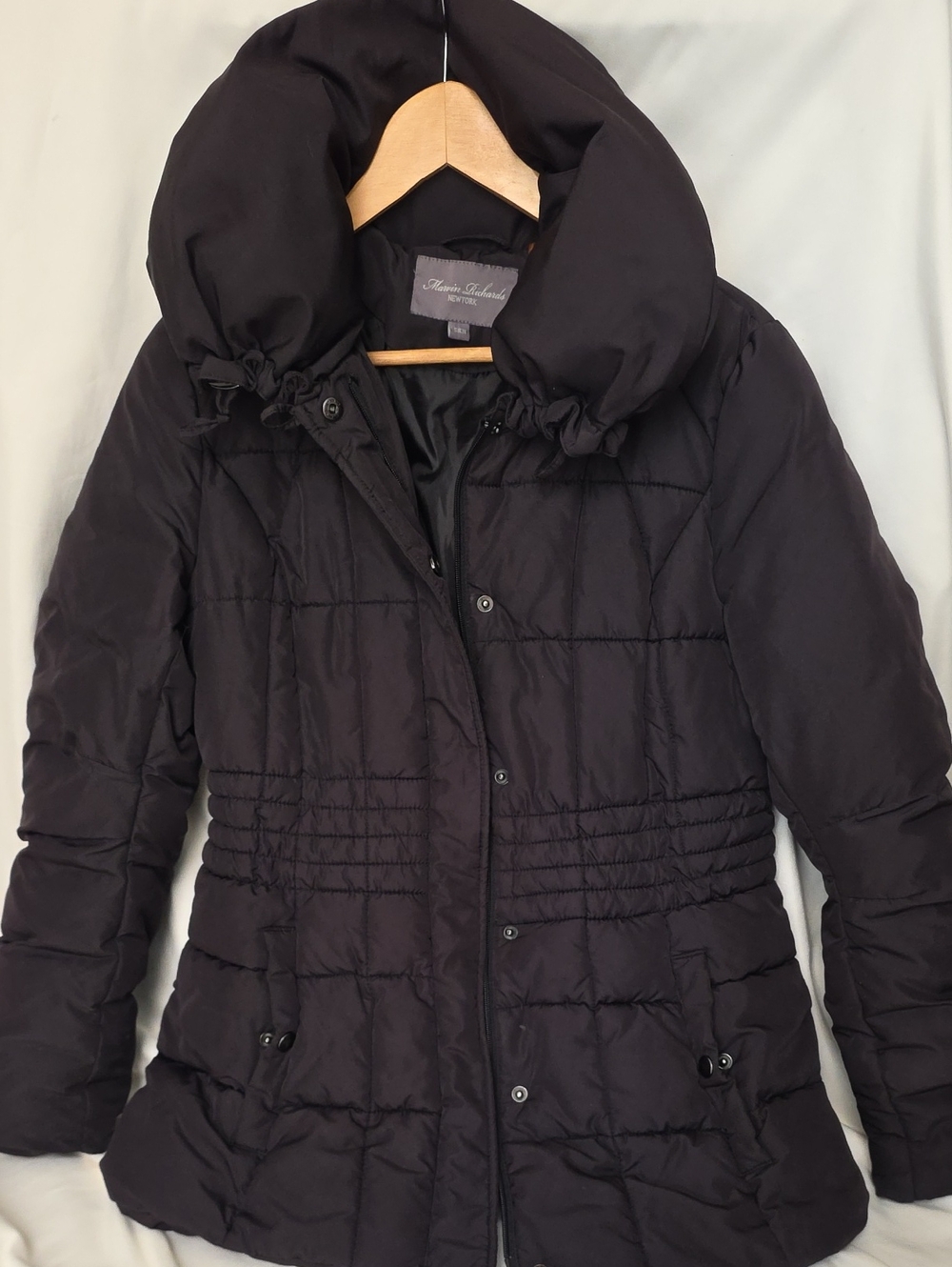 Marvin Richards Black Quilted Funnel Collar Puffer Jacket